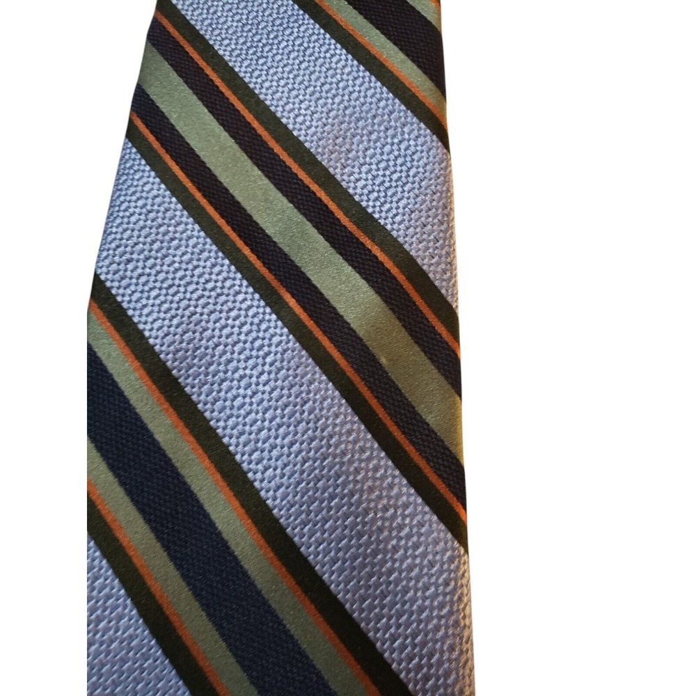 Express Design Studio‎ Neck Tie Mens Blue Green Orange Stripe Business Suit - Picture 2 of 13